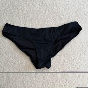 Victoria's Secret Swim Bikini Bottom Solid Black Rouched Sexy Sz L